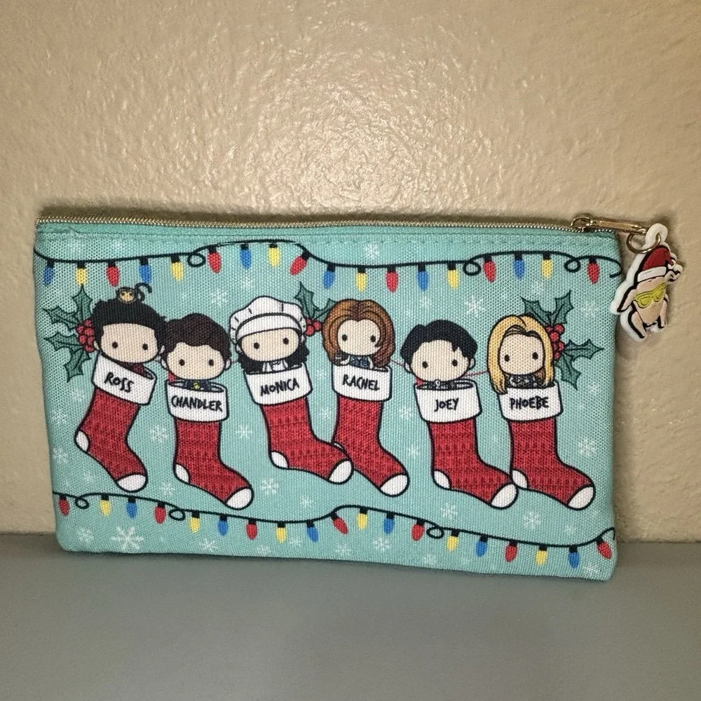 90S Friends Tv Show Makeup Bag, Pencil Pouch Case Christmas Thanksgiving Theme